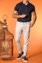 Torino pantalone chino uomo in twill di cotone e lino slim fit