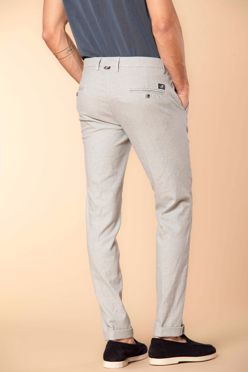 Milano men's chino pants in mouliné cotton with micro pattern extra slim fit