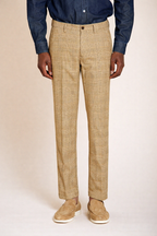 Torino men's chino pants prince of Wales print with dark brown yarn slim fit