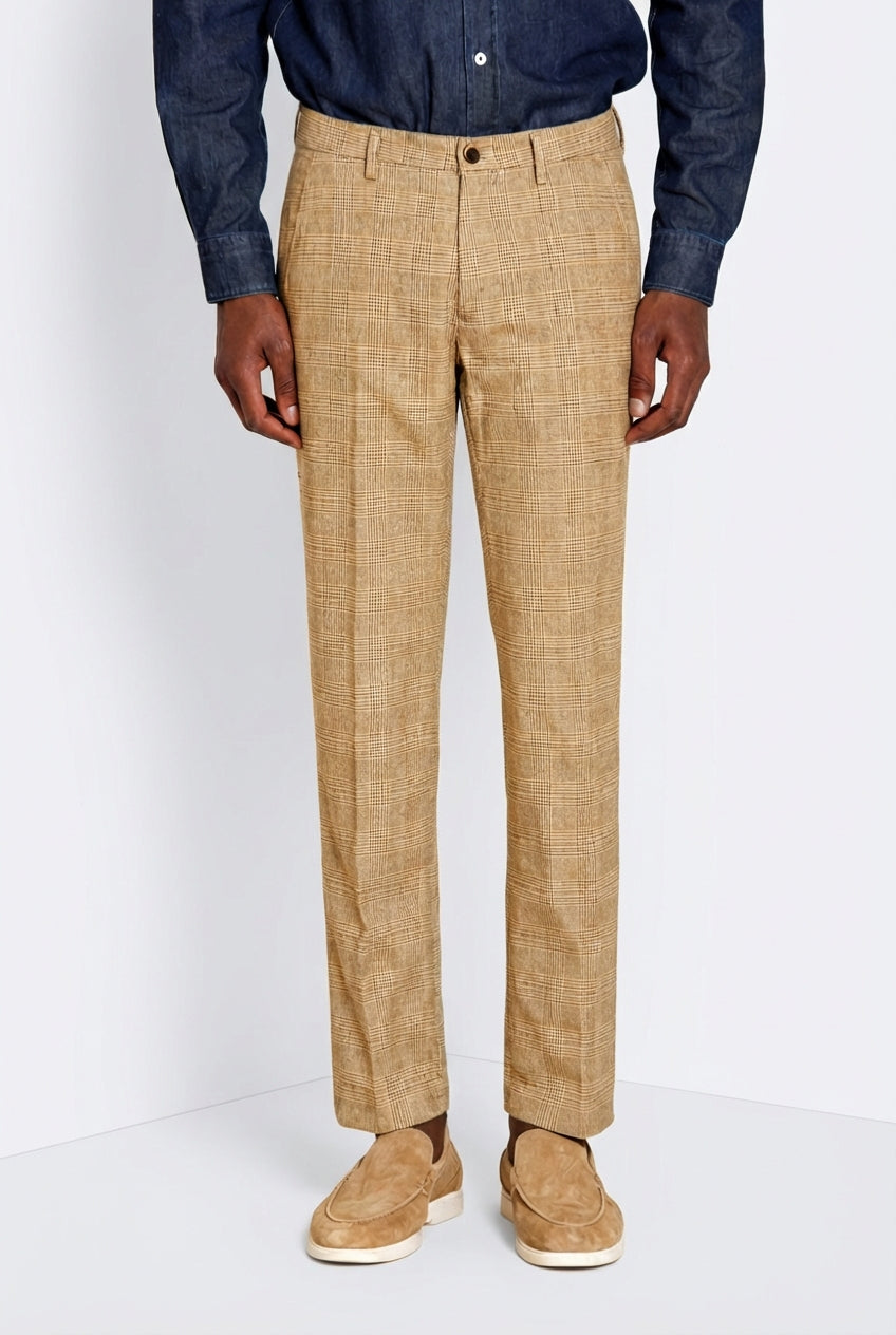 Torino pantalon chino homme imprimé Prince de Galles avec fil foncé slim fit