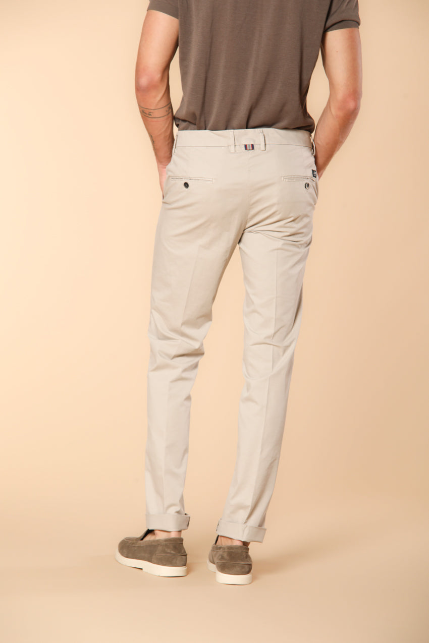 Torino men's chino pants in fine cotton and lyocell tricot slim fit ①