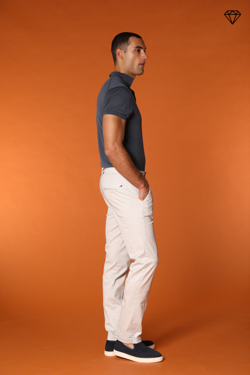 Torino men's chino pants in fine cotton and lyocell tricot slim fit ①