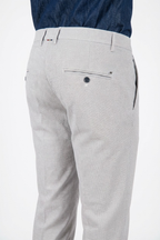 Torino men's chino pants in blue yarn-dyed houndstooth micro-pattern slim fit