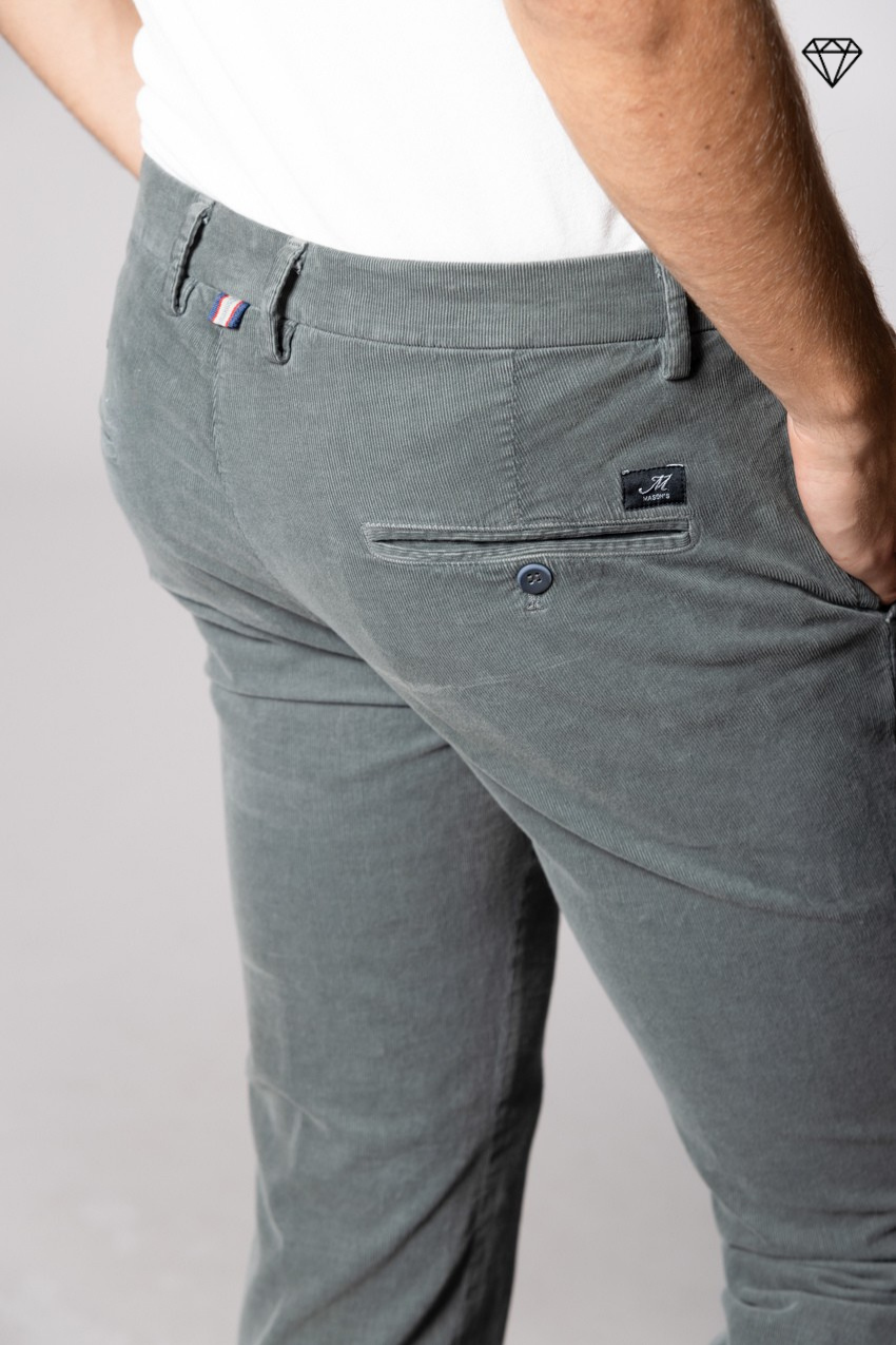 Torino pantalone chino uomo in velluto 1500 righe slim fit  ①