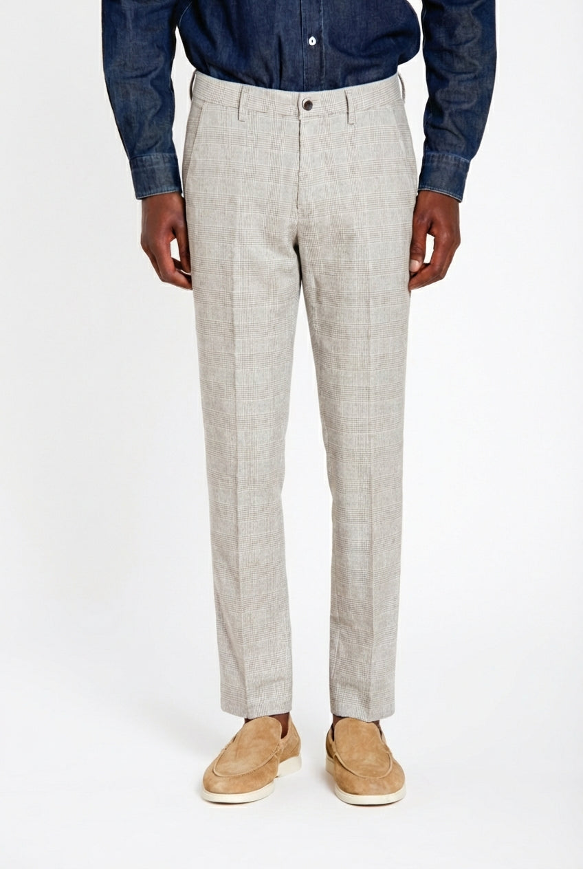 Torino Herren Chinohose Glencheck-Muster mit dunklem Garn slim fit
