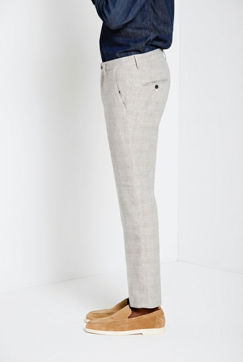 Torino Herren Chinohose Glencheck-Muster mit dunklem Garn slim fit