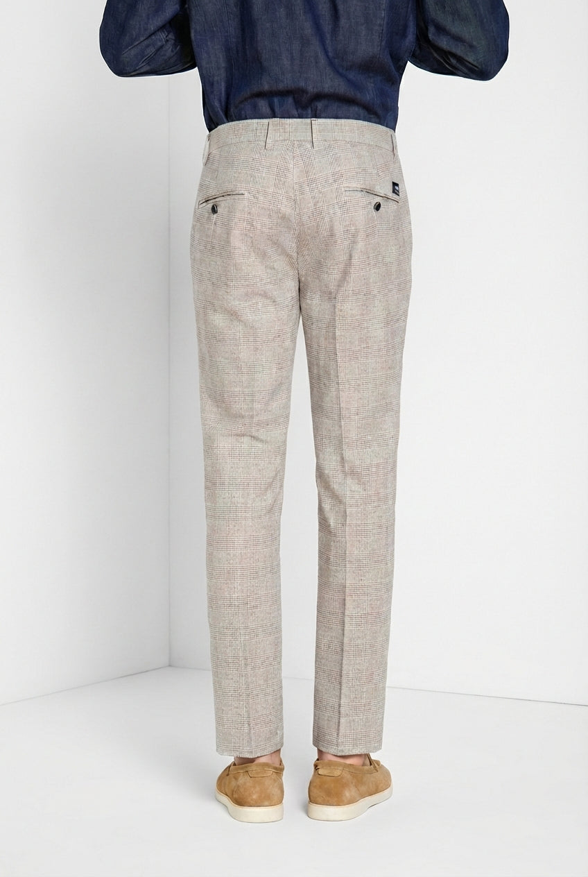 Torino Herren Chinohose Glencheck-Muster mit dunklem Garn slim fit