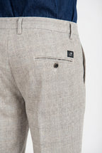 Torino men's chino pants prince of Wales print with dark brown yarn slim fit