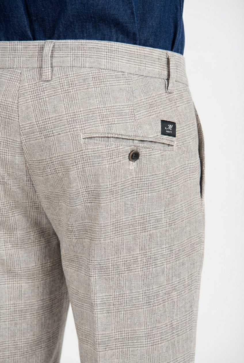 Torino Herren Chinohose Glencheck-Muster mit dunklem Garn slim fit