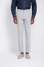 Torino pantalon chino homme en micro-motif pied-de-poule teint en fil bleu slim fit