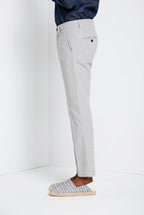 Torino pantalon chino homme en micro-motif pied-de-poule teint en fil bleu slim fit