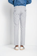 Torino pantalon chino homme en micro-motif pied-de-poule teint en fil bleu slim fit