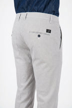 Torino pantalon chino homme en micro-motif pied-de-poule teint en fil bleu slim fit