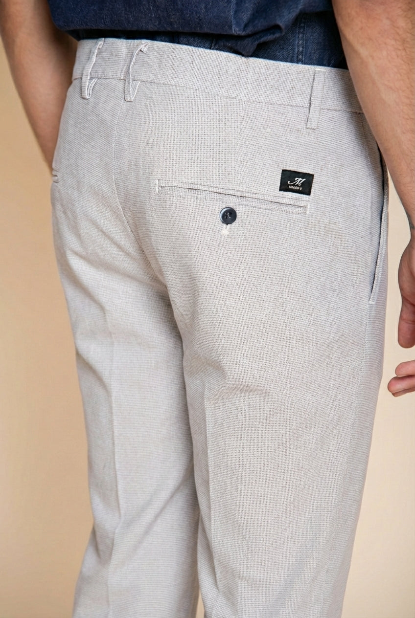 Torino pantalone chino uomo in microfantasia pied de poule tinto filo blu slim fit