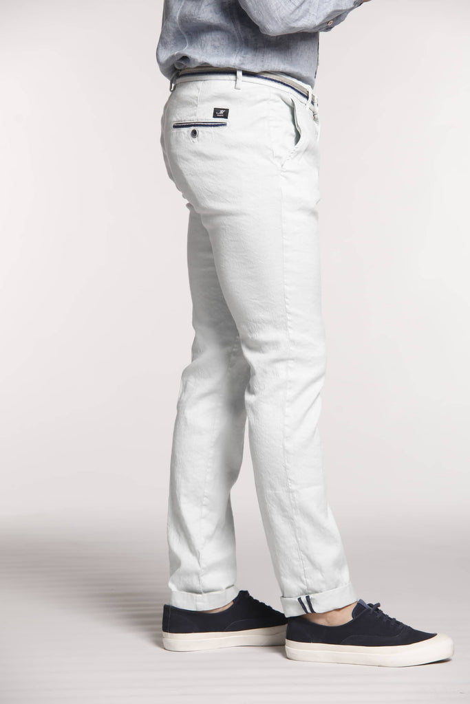 Torino Oxford Pantalon chino homme en lin et coton avec rubans slim fit