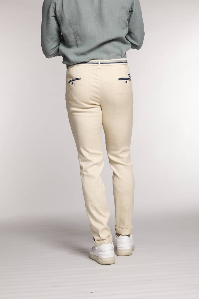 Torino Oxford Pantalon chino homme en lin et coton avec rubans slim fit