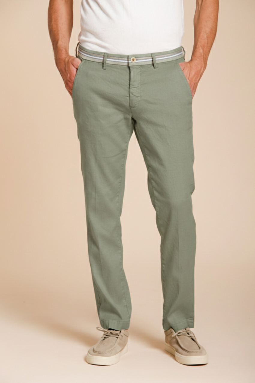 Torino Oxford pantalone chino uomo in twill di lino e cotone slim fit