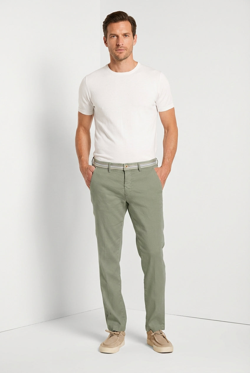 Torino Oxford pantalon chino homme en twill de lin et coton slim fit