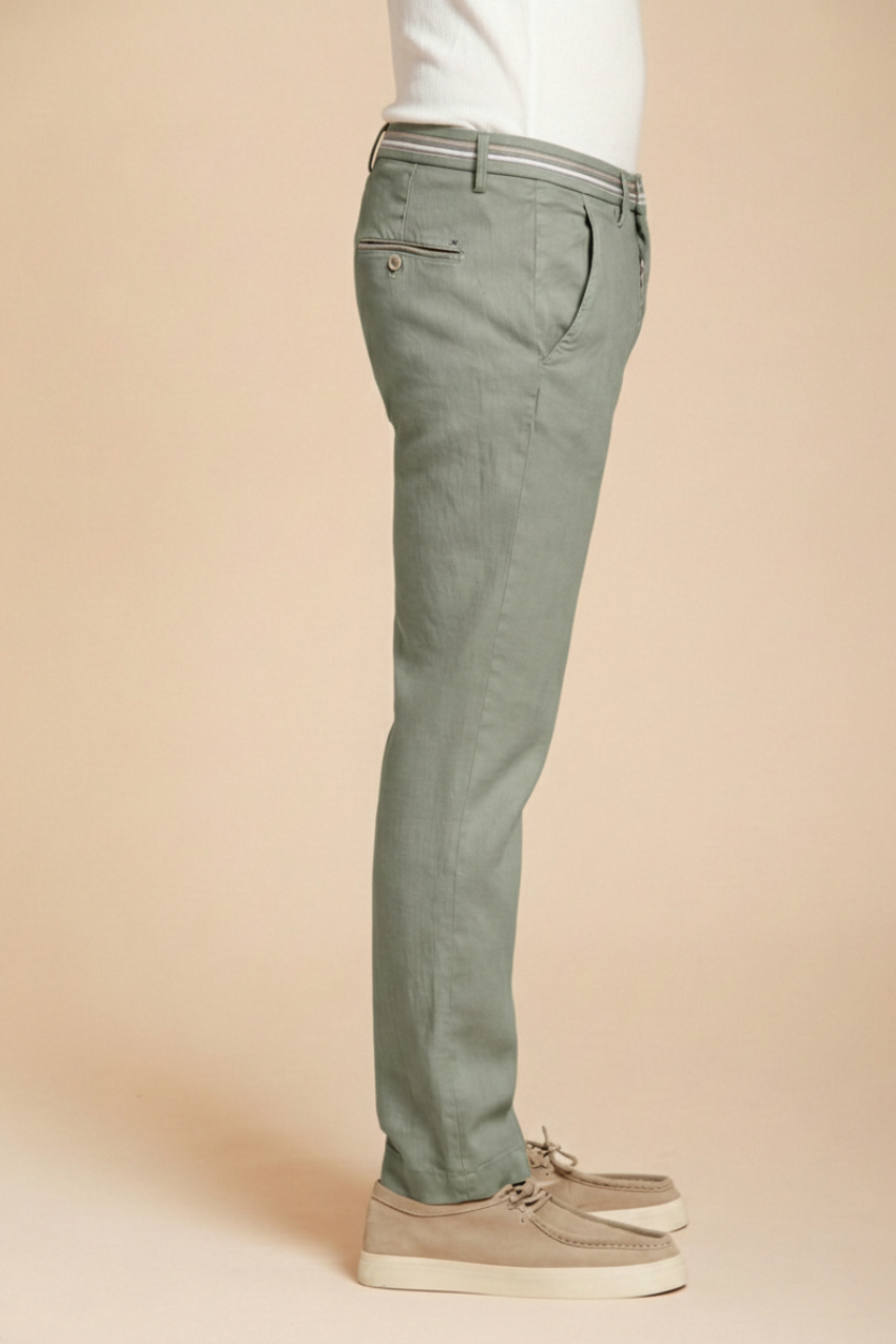 Torino Oxford pantalone chino uomo in twill di lino e cotone slim fit