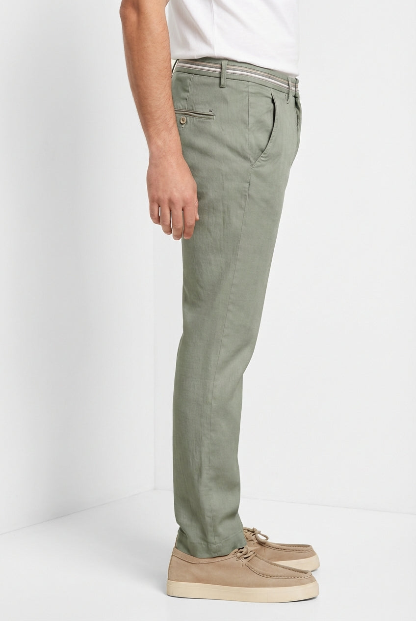 Torino Oxford pantalon chino homme en twill de lin et coton slim fit