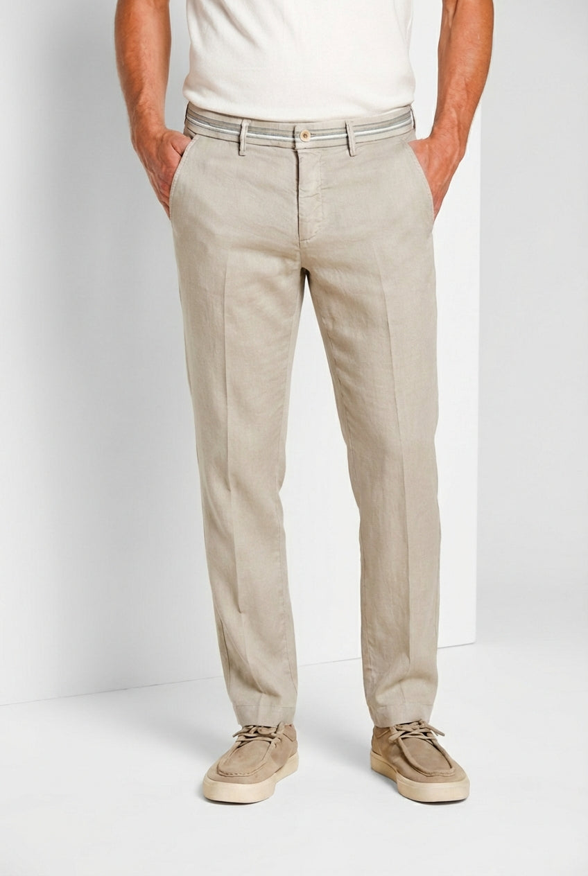 Torino Oxford men's chino pants in linen and cotton twill slim fit