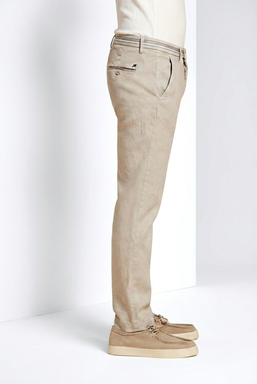 Torino Oxford men's chino pants in linen and cotton twill slim fit