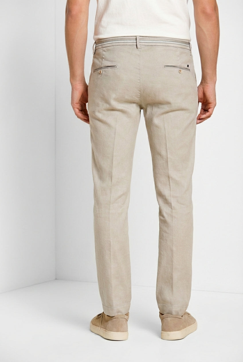 Torino Oxford men's chino pants in linen and cotton twill slim fit