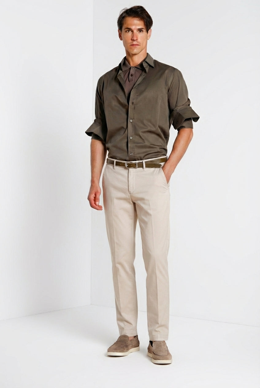 Torino Flex pantalon chino homme en gabardine stretch slim fit ①