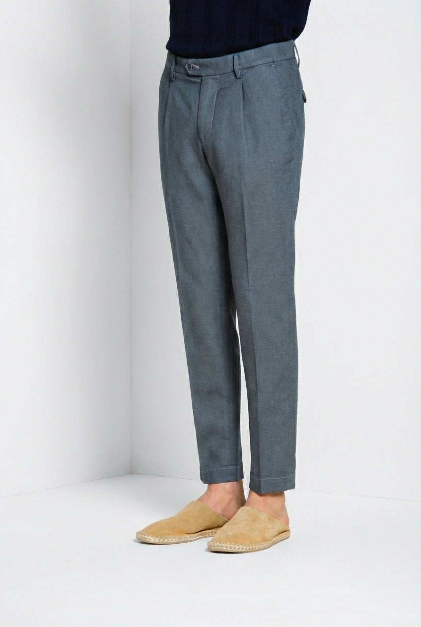 Torino 1 Pinces Flex pantalone chino uomo in occhio di pernice di cotone Prestige slim fit