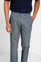 Torino 1 Pinces Flex men’s chino pants in Prestige cotton bird’s eye weave slim fit