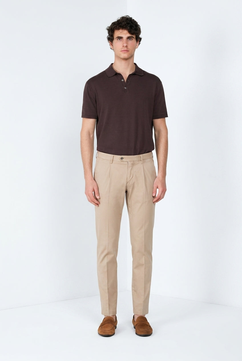 Torino 1 Pinces Flex men's chino pants in super stretch gabardine slim fit