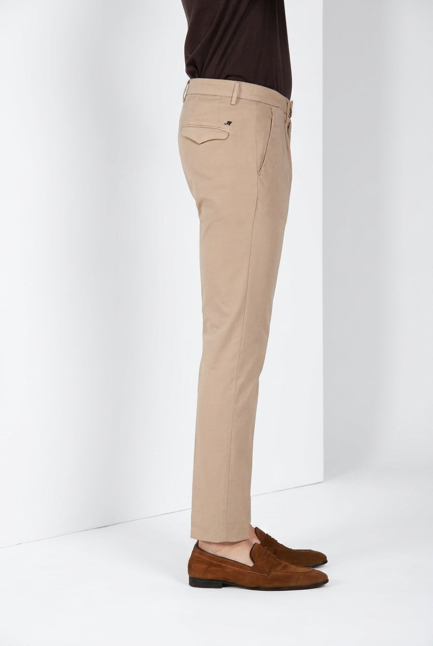 Torino 1 Pinces Flex pantalone chino uomo in gabardina super stretch slim fit