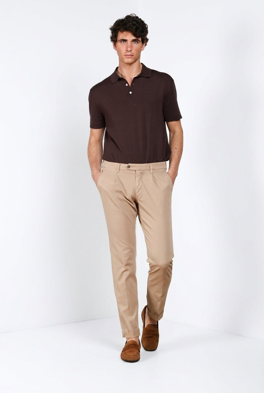Torino 1 Pinces Flex pantalone chino uomo in gabardina super stretch slim fit