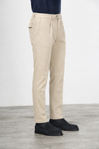 Torino 1 Pinces Flex pantalon chino homme en twill de coton et cachemire slim fit