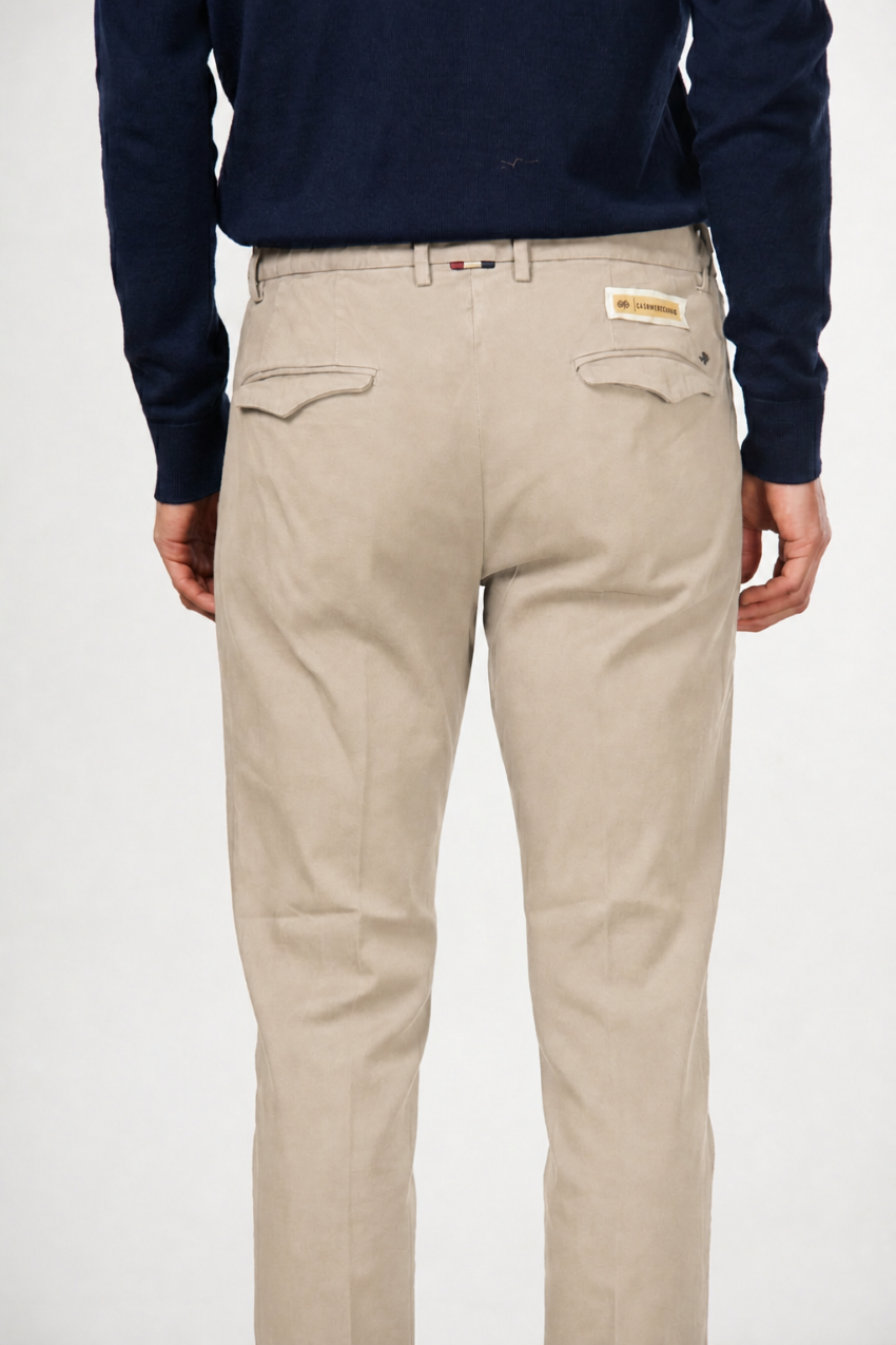 Torino 1 Pinces Flex pantalon chino homme en twill de coton et cachemire slim fit
