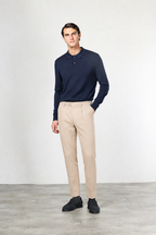 Torino 1 Pinces Flex pantalon chino homme en twill de coton et cachemire slim fit