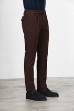 Torino 1 Pinces Flex pantalon chino homme en twill de coton et cachemire slim fit