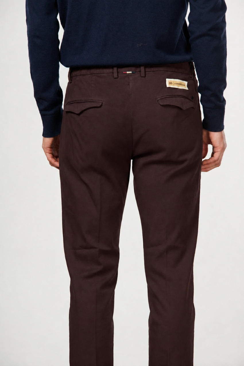 Torino 1 Pinces Flex pantalon chino homme en twill de coton et cachemire slim fit