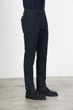 Torino 1 Pinces Flex pantalon chino homme en twill de coton et cachemire slim fit