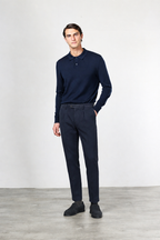 Torino 1 Pinces Flex pantalon chino homme en twill de coton et cachemire slim fit