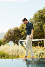 Torino City 1 Pinces men's chino pants in yarn-dyed houndstooth micro-pattern slim fit