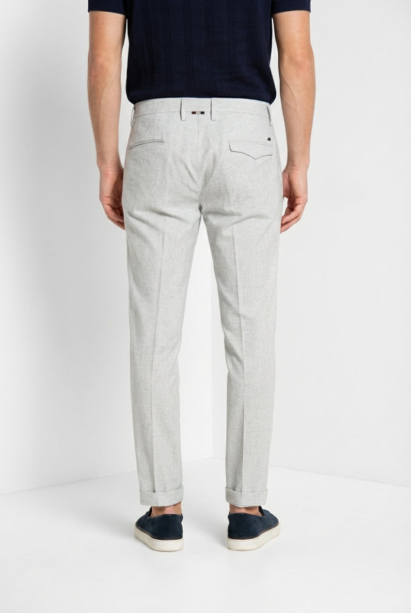 Torino City 1 Pinces men's chino pants in yarn-dyed houndstooth micro-pattern slim fit