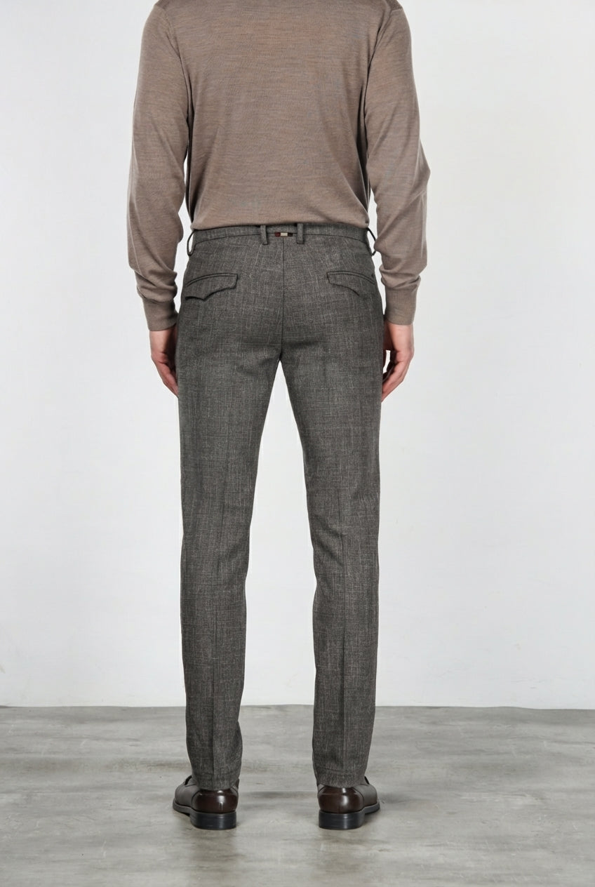 Torino City pantalone chino uomo fantasia galles sfumato tinto filo slim fit