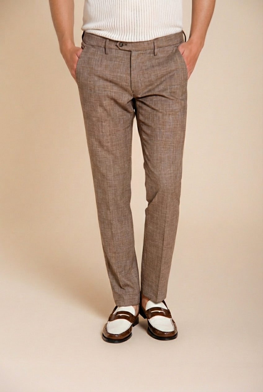 Torino City men's chino pants prince of Wales print slim fit