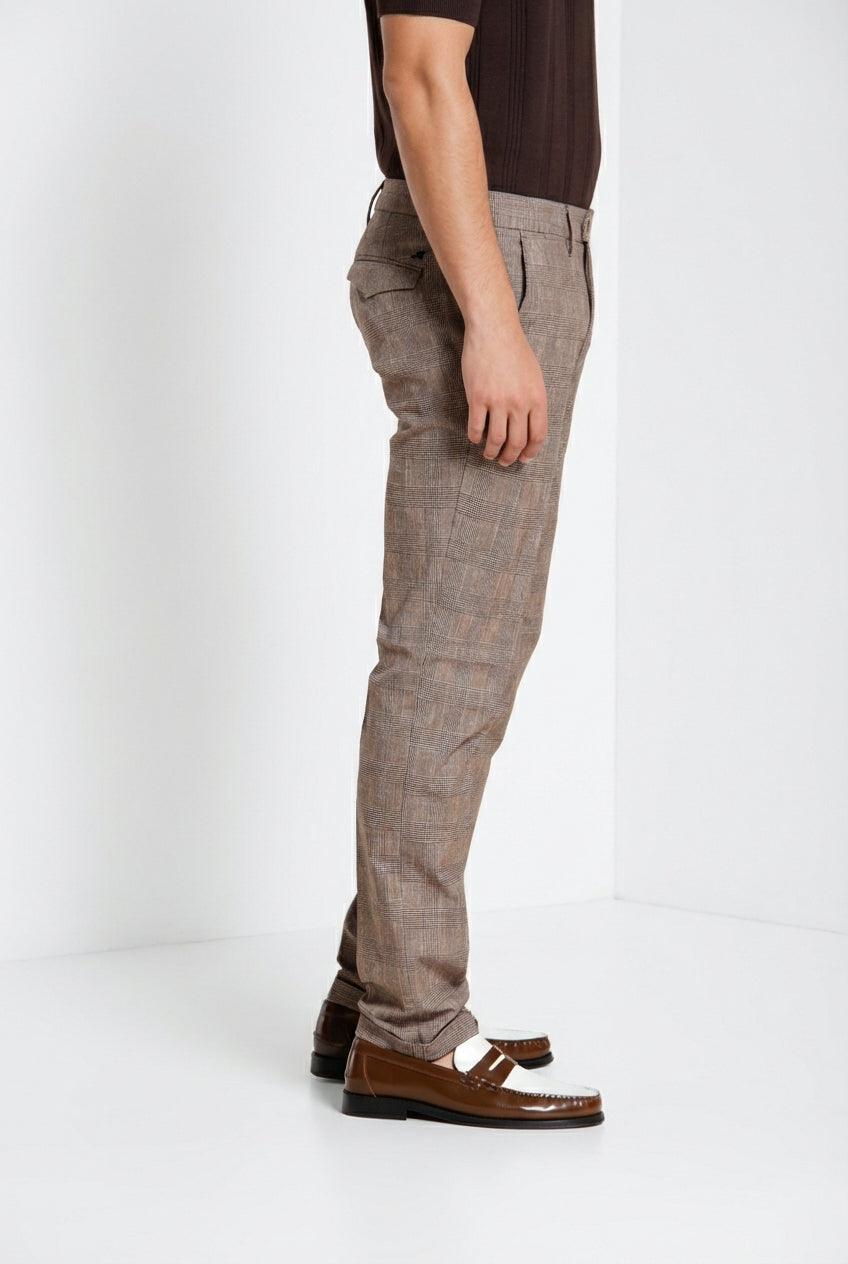 Torino City pantalon chino homme imprimé Prince de Galles slim fit