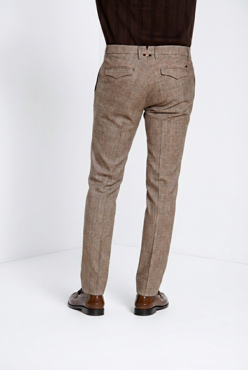 Torino City pantalon chino homme imprimé Prince de Galles slim fit