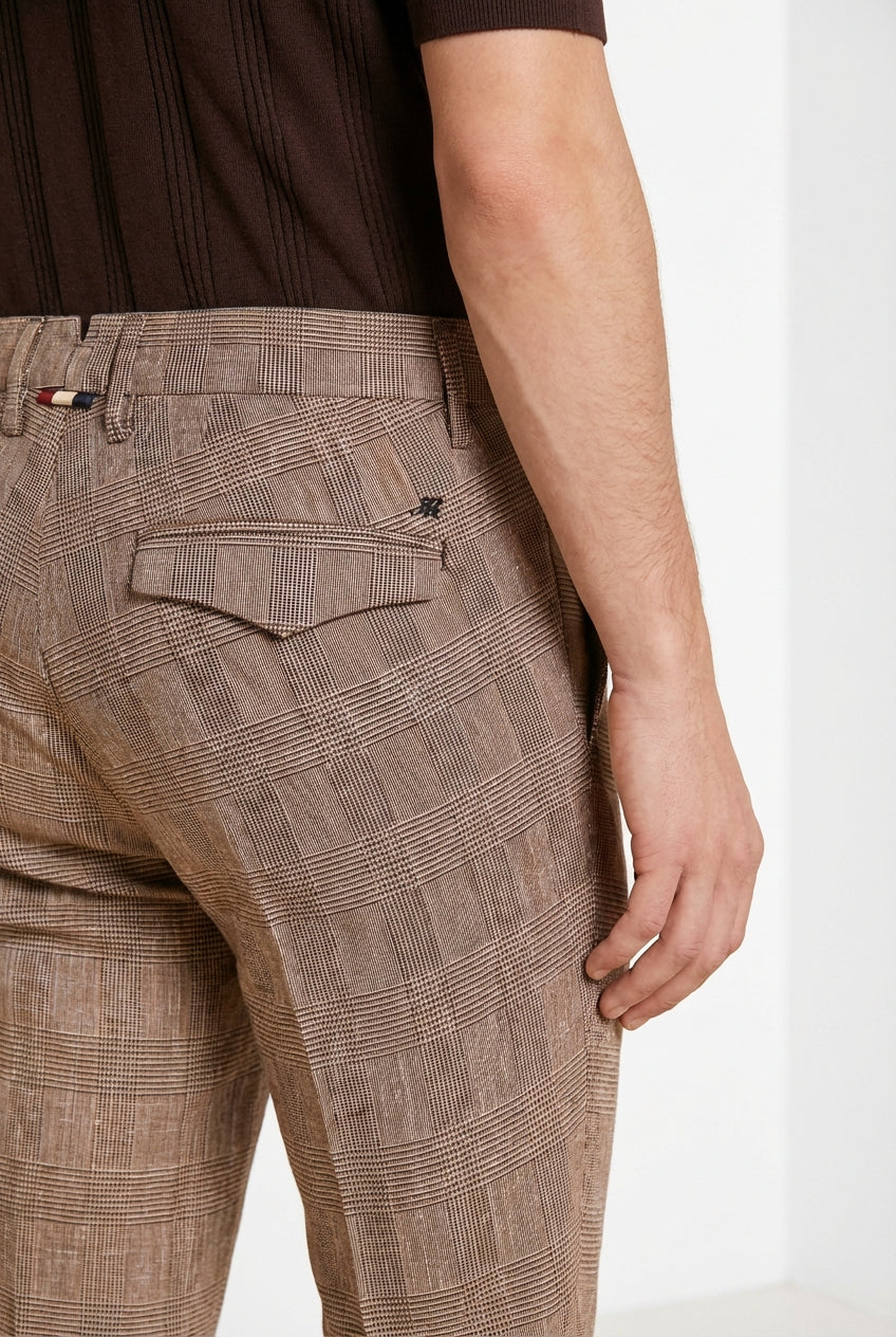 Torino City pantalon chino homme imprimé Prince de Galles slim fit