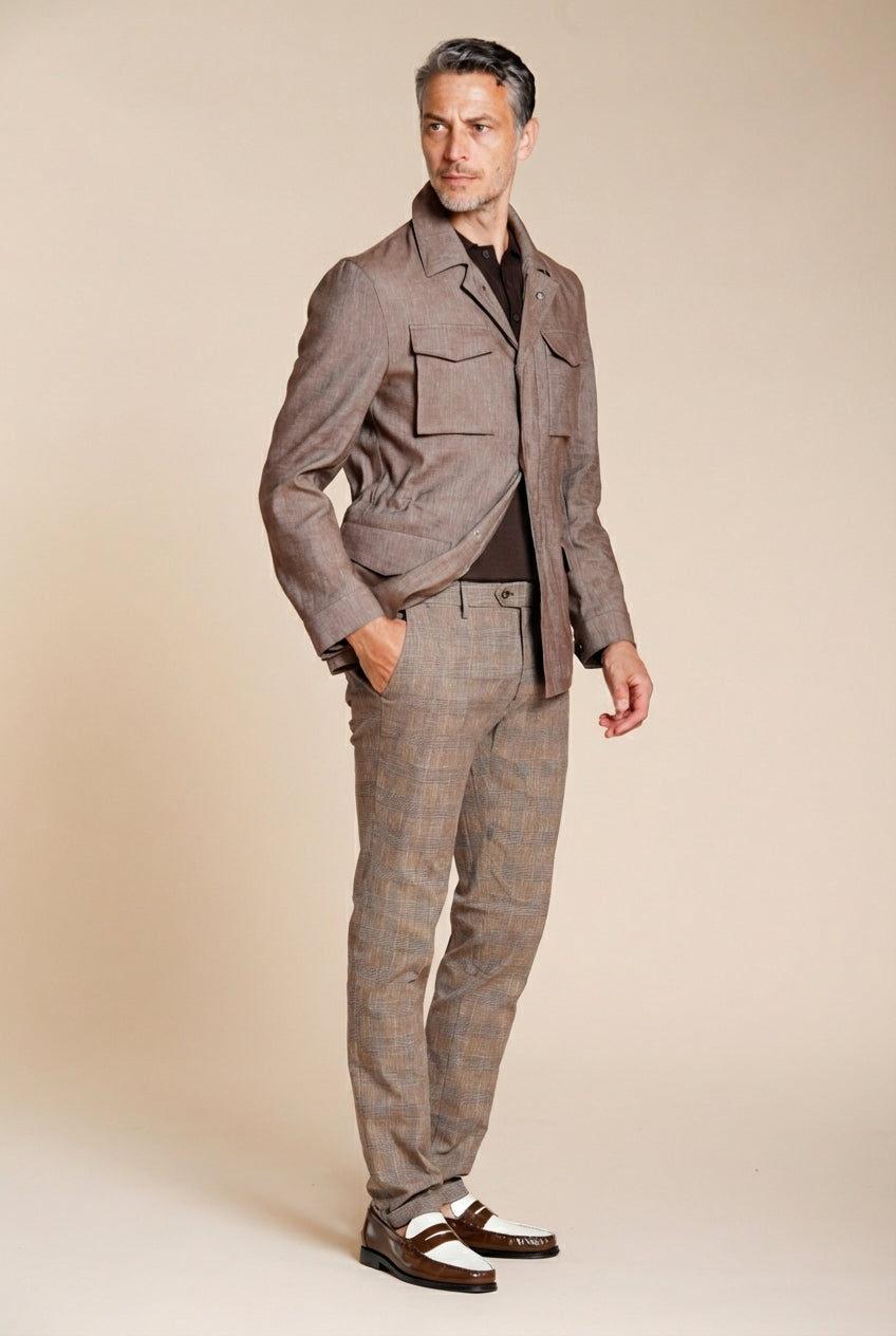 Torino City men's chino pants prince of Wales print slim fit