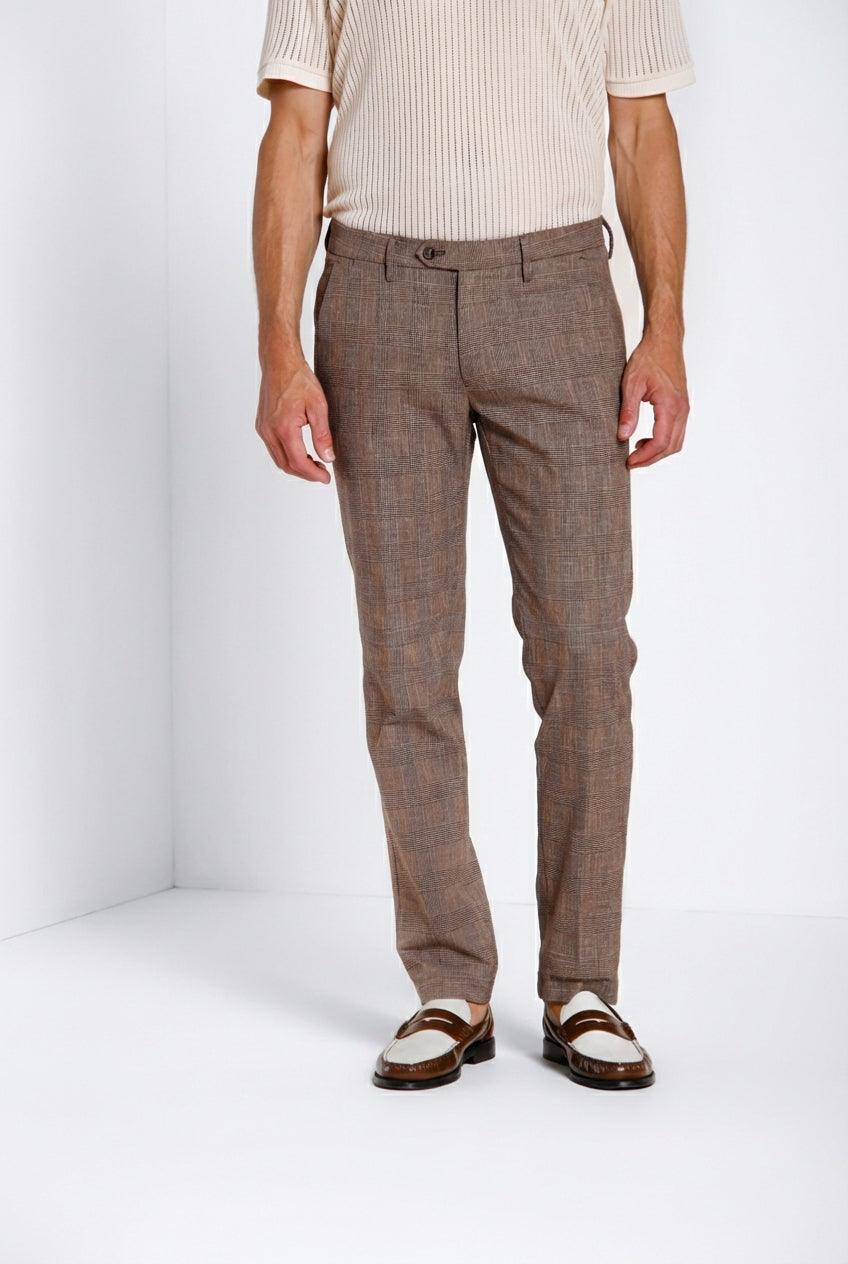 Torino City pantalon chino homme imprimé Prince de Galles slim fit