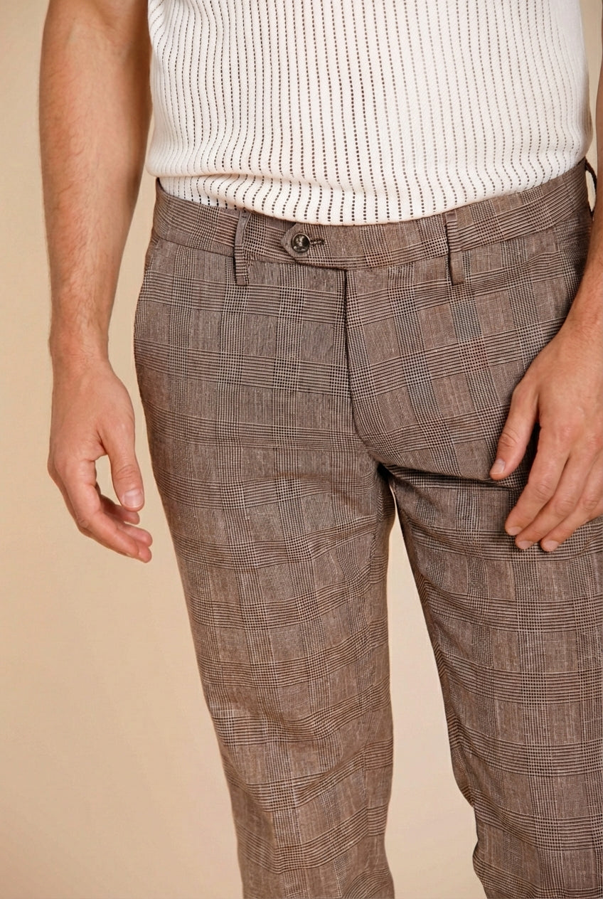 Torino City men's chino pants prince of Wales print slim fit